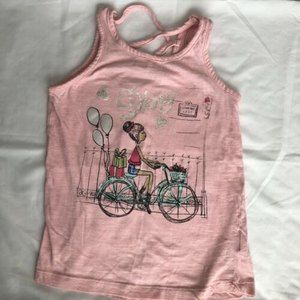 DKNY Girls Cute Tank Top Girl on Bike Candy Pink Size 7